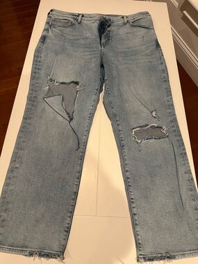 Express Light Wash Distressed Straight Leg Jeans